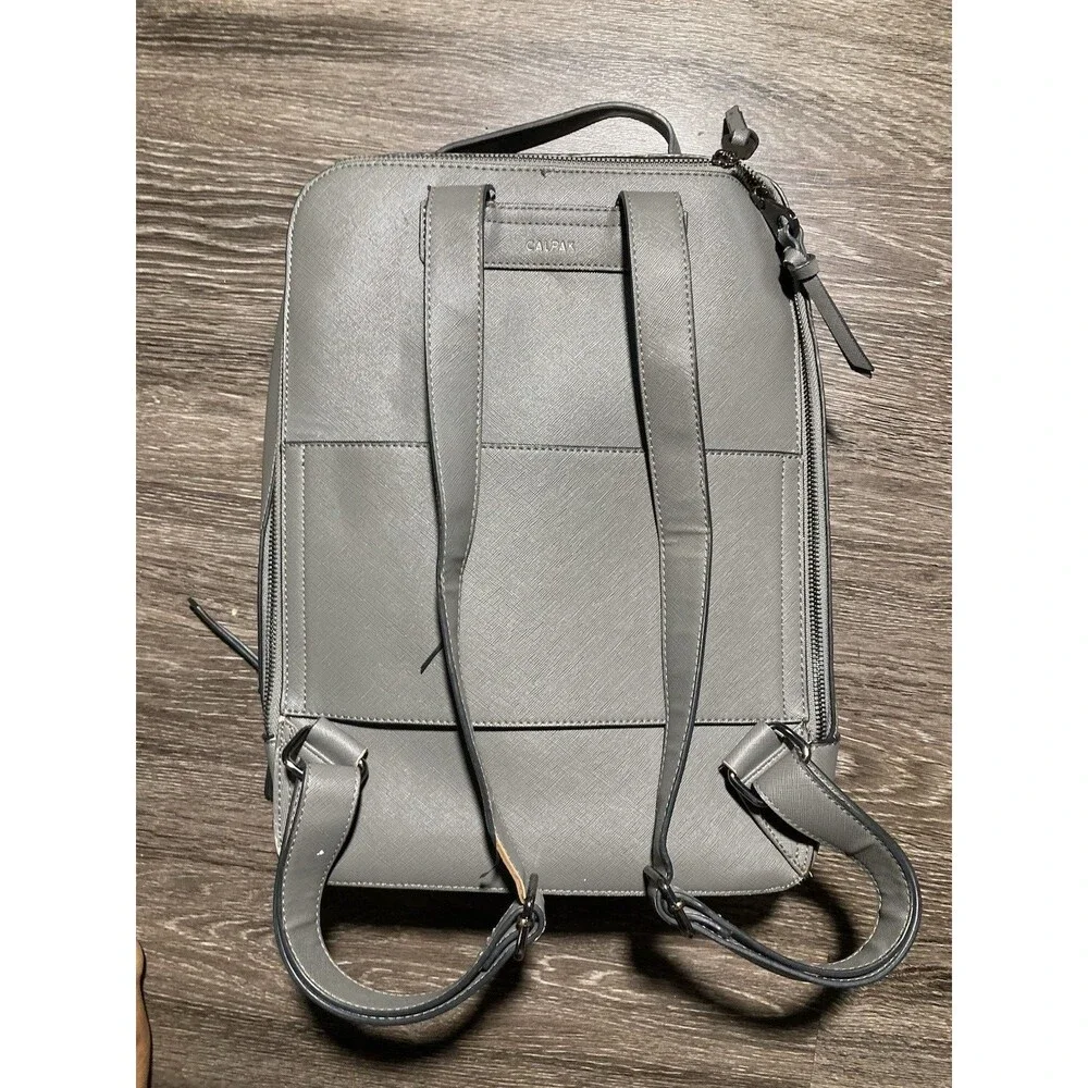 CALPAK Kaya Faux Leather Laptop Backpack Cool Gray